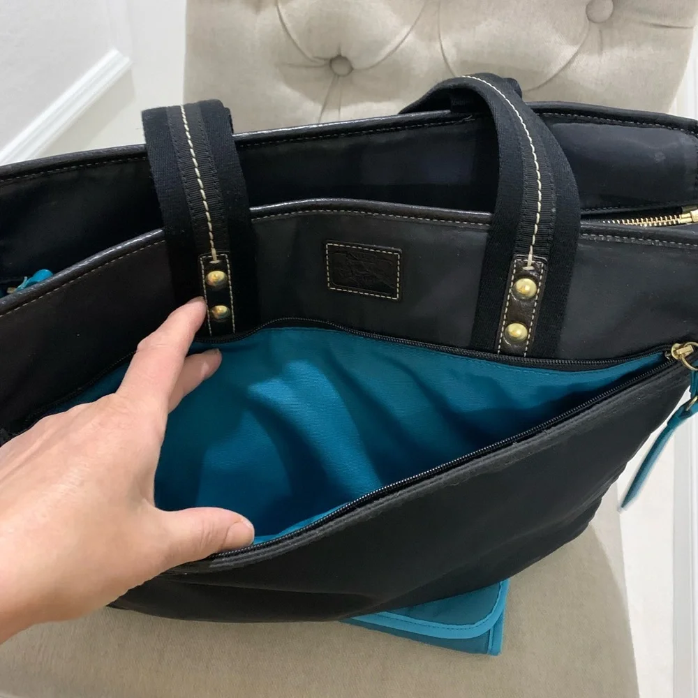 COACH Black Turquoise Nylon Diaper Bag